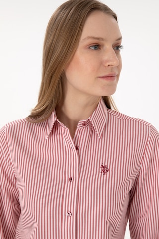 U.S. Polo Assn. Kadın Vişne Çizgili Uzun Kollu Gömlek 50306407-VR223