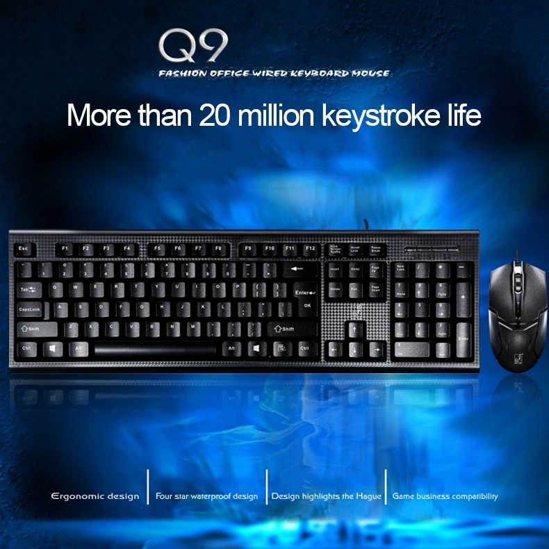 Sones Chasing Leopard Q9 1600 Dpı Profesyonel Kablolu Izgara Dokulu Oyun Ofis Klavyesi + Optik Fare Kiti