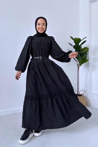 Kahijab Poplin Rahat Elbise - Siyah