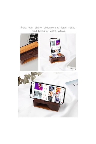 Singree Ahşap Telefon Standı - Ses Yükselticili Masaüstü Telefon Tutucu