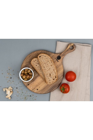 Ahşap Doğal Ceviz Kesme Ve Sunum Tahtası, Peynir Ve Pizza Tabağı, Kişiye Özel Farklı Desen 36x25 Cm Ahşap