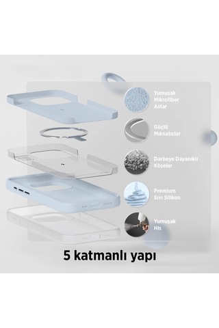 Bix İphone 15 Pro Max Silikon Kılıf Magsafe Uyumlu Güçlü Koruma Darbe Emici Kömür Grisi
