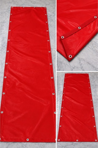 Kırmızı Renkli Balkon Branda Perdesi - 650 Gr Pvc Polyester - Kuşgözlü Ve Kolon Takviyeli Balkon Demiri Brandası Kırmızı