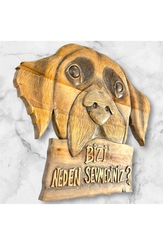 Ahşap El Oyması Sevimli Köpek Pano
