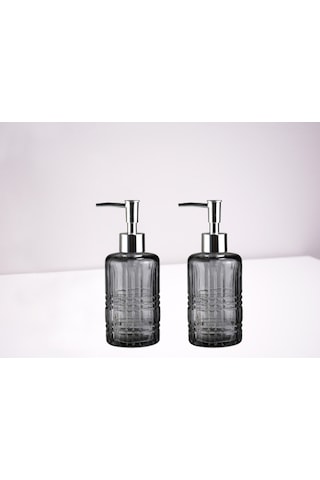 Banyo Seti Cam Sıvı Sabunluk 2 Adet,kristal Desenli Gri 300ml 6,8 Çok Renkli