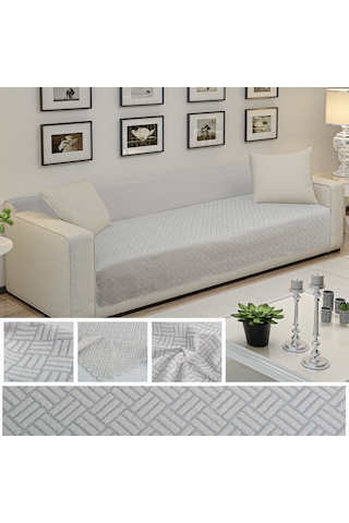 Kaymaz Tabanlı Koltuk Örtüsü 175x215 Cm Altı Polarlı, Örme Kumaş, Çekyat Ve Kanepe Uyumlu Gri