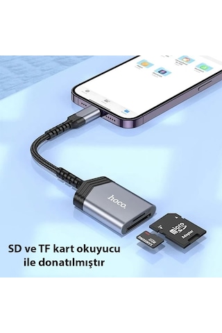 Hoco Ua25 2-in-1 iPhone Uyumlu Lightning Kart Okuyucu- 5775 Renkli