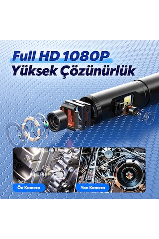 5 Metre 360 Derece Endoskop Kamera 9 Mm Çift Lens 4.5 İnç Ips Ekranlı 1080p Boru Ve Motor Görüntüleme Kamerası