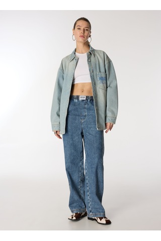 Moschino Jeans İndigo Kadın Düz Denim Pantolon A0329-1282