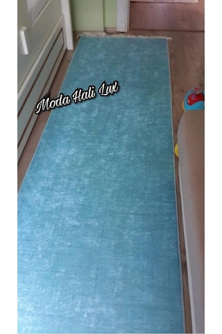 Mavi Kaymaz Tabanlı Halı Yıkanabilir Halı Kilim Yolluk