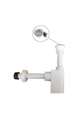 Studor Trap-Vent Beyaz Havalıklı Lavabo Sifonu Paslanmaz Delikli Süzgeçli Tıkanma ve Koku Önleyici