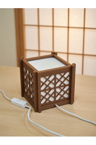 Kumiko Desenli Japon Lantern Lamba - Sıcak Işık Usb Şarjlı Dekoratif Aydınlatma