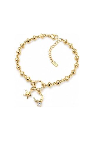 Cm Jewelry Ay Yıldız Figürlü Gold Premium Çelik Bileklik Altın