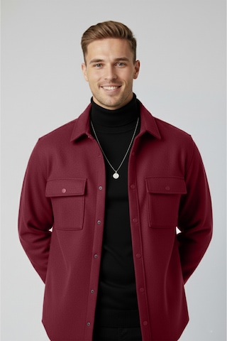 Deepsea Erkek Bordo Kaşe Ceket Mont Rahat Kesim Cepli Çıtçıtlı Ceket 2500559 Bordo