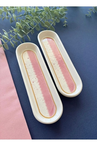 Pembe Gelincik 2 Adet Zeytinlik Sunum Tabağı Pembe