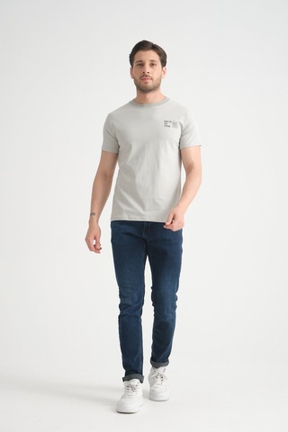 Shooter Sportwear Shooter Erkek Pamuklu T-shirt Premium Kalite Minimal Tasarım Regular Kalıp Gri