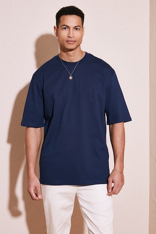 Buratti Pamuklu Oversize Bisiklet Yaka Basic Erkek T Shirt 5902365 Indigo