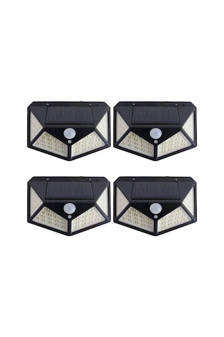 Yifomall Dış Mekan Güneş Enerjili Duvar Lambası, 100 Led, İnsan Algılama, 3 Fonksiyon, 4 Adet Paketi, Ev Bahçe Aydınlatması