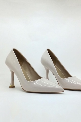 Dosa Shoes Sivri Burun Orta Boy Topuklu Stiletto Ayakkabı-bej Rugan Bej Rugan