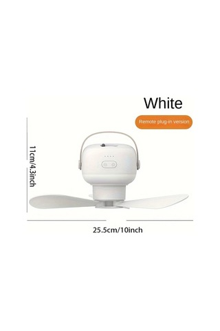Xuweiwei Beyaz Taşınabilir Akıllı Tavan Fanı Uzaktan Kumandalı Şarj Edilebilir Ayarlanabilir Hızlar 2si 1 Arada Kamp Ofis Ev İçin