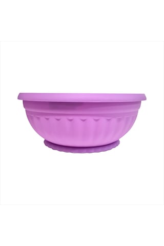 Büyük Mor Lila 33 Cm Çapında Yuvarlak 10 Cm Derin Tahliye Delikli Tabaklı Salon Balkon Aranjman Saksısı -