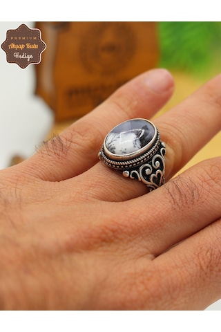 Hareli Havlit Taşlı Kalp Model 925 Ayar Gümüş Erkek Yüzük 201024865 Gümüş