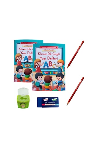 Yeni Müfredat Büyük Boy Klavuz Dik Çizgili Güzel Yazı Defteri Ve Jumbo İlk Kalemim Seti 48 Syf.