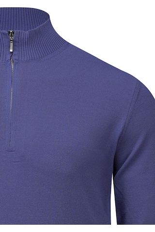 Hatemoğlu Mor Regular Fit Yarım Balıkçı Yaka Fermuarlı Kazak 2977656 Mor