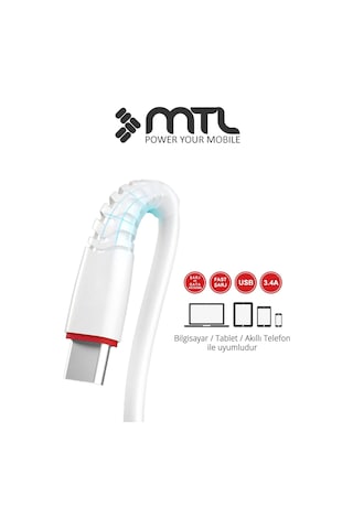 3.4a Usb To Type-c Silikon 2 Metre Hızlı Şarj Ve Veri Aktarım Kablosu Mt2022