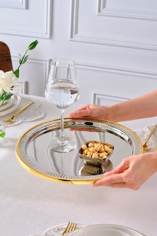 Karaca Ring Dekoratif Tepsi Supla Gold 33 Cm Altın