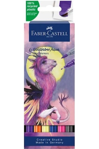 Faber Castell Aqua Çift Uçlu Markör Kalem 6 Lı Fantsy 164526 Çok Renkli