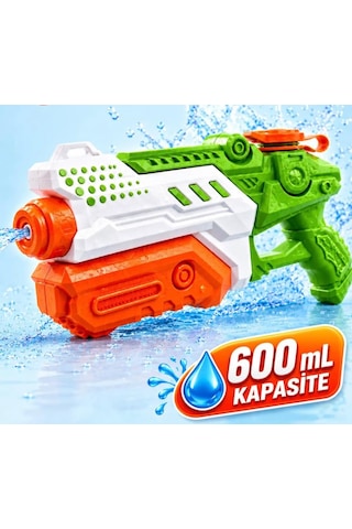 27 Cm Pompalı Büyük Su Tabancası - 600 Ml Su Kapasiteli Geniş Hazneli Yaz Oyuncağı Su Yeşil