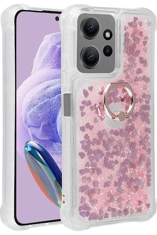 Xiaomi Uyumlu Redmi Note 12 Pro 4g Kılıf Zore Simli Sıvılı Yüzüklü Milce Kapak
