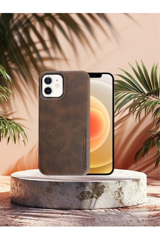 Juno Apple Uyumlu iPhone 11 Hakiki Deri Koruyucu Kılıf Kahverengi