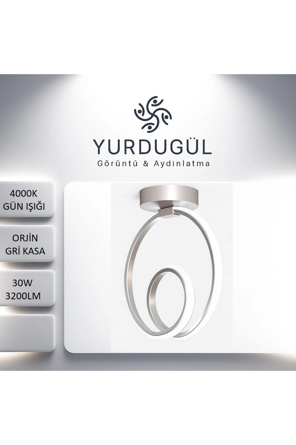 Gri Tekli Sarkıt Led Günışığı Ultra Ledli Salon Mutfak Oda Hol Ledli Avize Gri