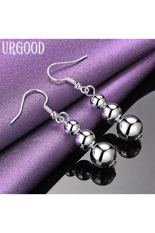 925 Ayar Gümüş Yuvarlak Kolye Küpe Hediye Moda Takı