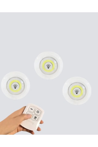 Kablosuz Gün Işığı 3 Lü Led Spot Lamba Kumandalı Çok Renkli