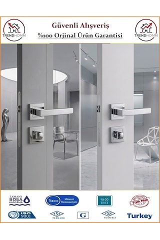 Çelebi Lama Rozetli İç Kapı Kolu - Parlak Nikel - Wc Banyo