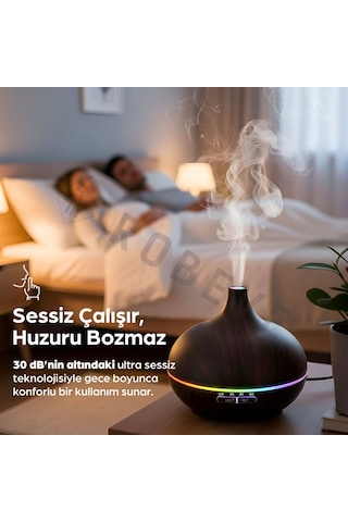 Robeve 550 Ml Otomatik Hava Nemlendirici Buhar Makinesi Oda Nemlendirici Aroma Difüzör Koyu Kahve