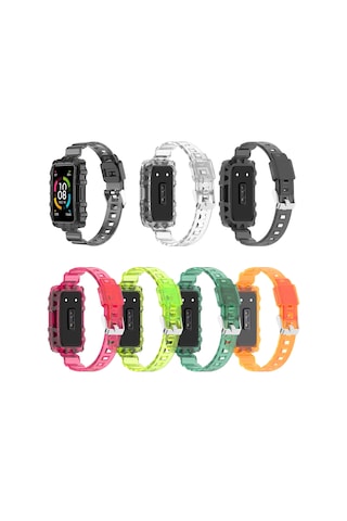 Huawei Band 7 İçin Tek Parçalı Saydam Silikon Saat Lastiği Saydam