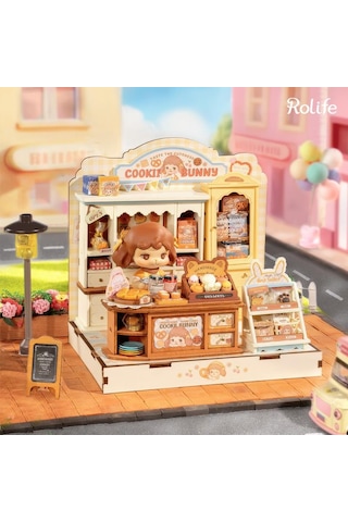 Rolife Dg177 Kurabiye Dükkanı Cookii Bunny's Cookie Shop Dıy Minyatür Maket Model Set Mini Dollhouse 3d Model Kit Detaylı Dekoratif Hobi Seti 3d Puzzle Tiny House