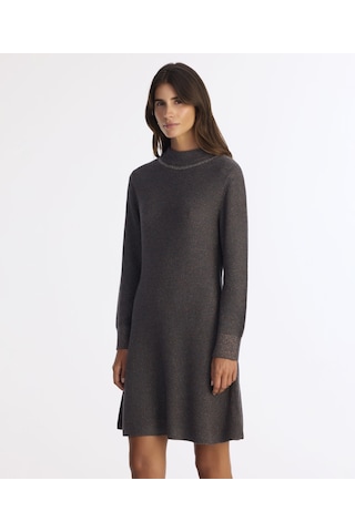Yargıcı A Form Kayık Yaka Uzun Kol Elbise 25kkel7008x 059 Gri