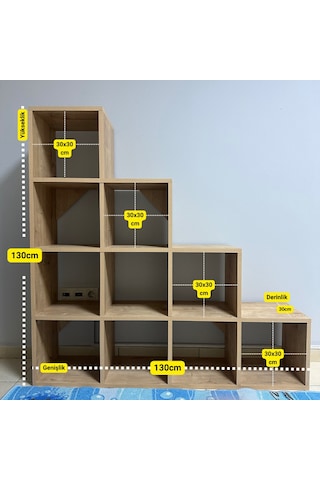 Mukotoys Basamak Raf Kitaplık Mdf 130x130