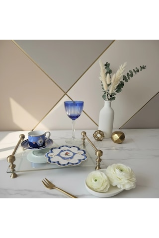 2 Adet Mavi Pip Studio Uyumlu Nakışlı Kuş Detaylı Kokteyl Sunum Peçetesi Çok Renkli