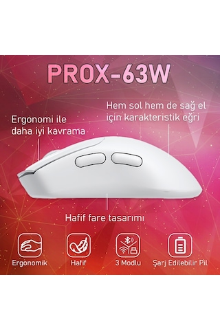 Gameagle PROX-63W Ultra Hafif Kablosuz 3 Mode Optik Oyuncu Mouse