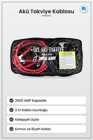 Akü Takviye Kablosu Amp 2 M Otomobil Araç Yol Yardım Acil Durum K
