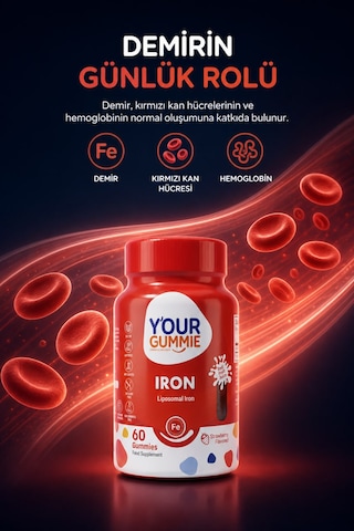 Demir Takviyesi Çiğnenebilir Jel Vitamin Lipofer: Ferrik Pirofosfat