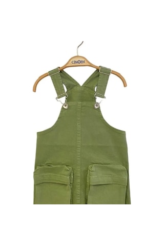 Kız Çocuk Dokuma Etekli Salopet-13862 Haki