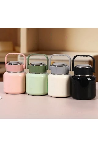 Çelik Mama Termosu Sıcak Veya Soğuk Yiyecekler İçin Öğle Yemeği Termosu 500 Ml Beyaz