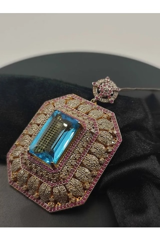 Mavi Topaz Yakut Elmas Kolye Ucu 213